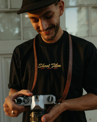 Camiseta Take Photos, Shoot Film preta - Tam M
